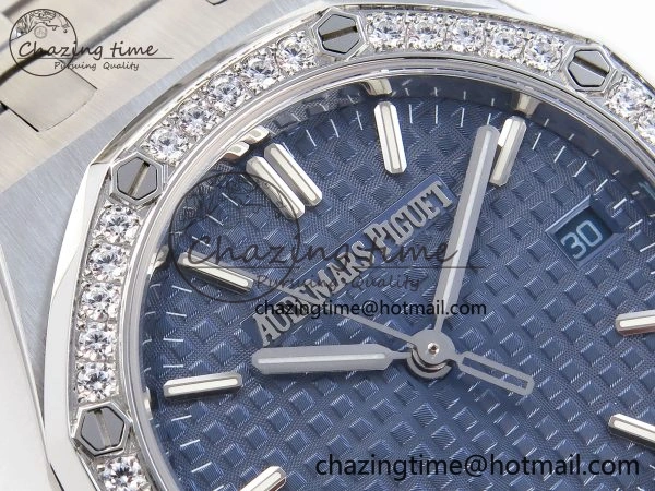 ROYAL OAK 34MM SS BF BEST EDITION BLUE DIAL DIAMONDS BEZEL ON SS BRACELET A5800