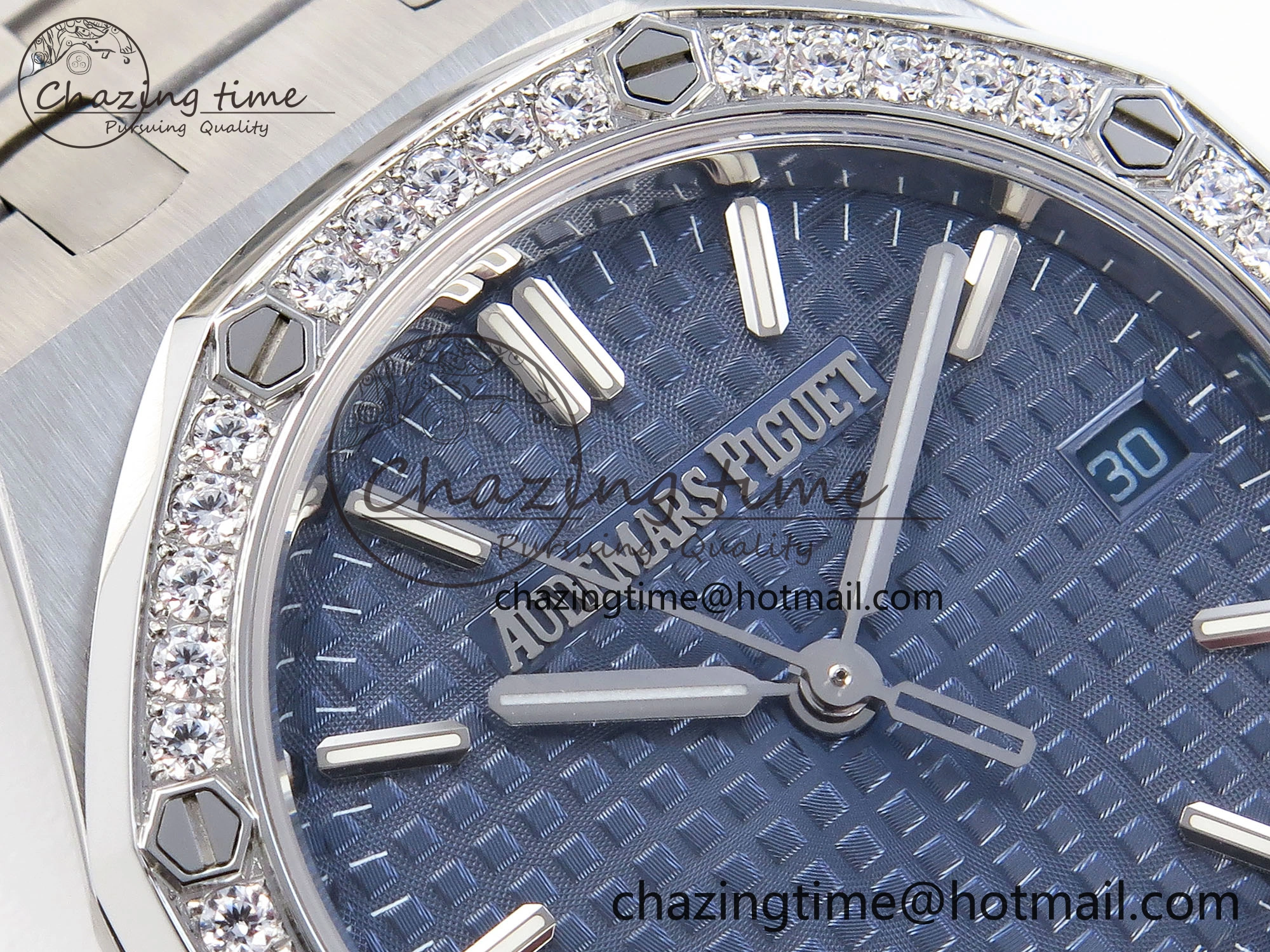 ROYAL OAK 34MM SS BF BEST EDITION BLUE DIAL DIAMONDS BEZEL ON SS BRACELET A5800