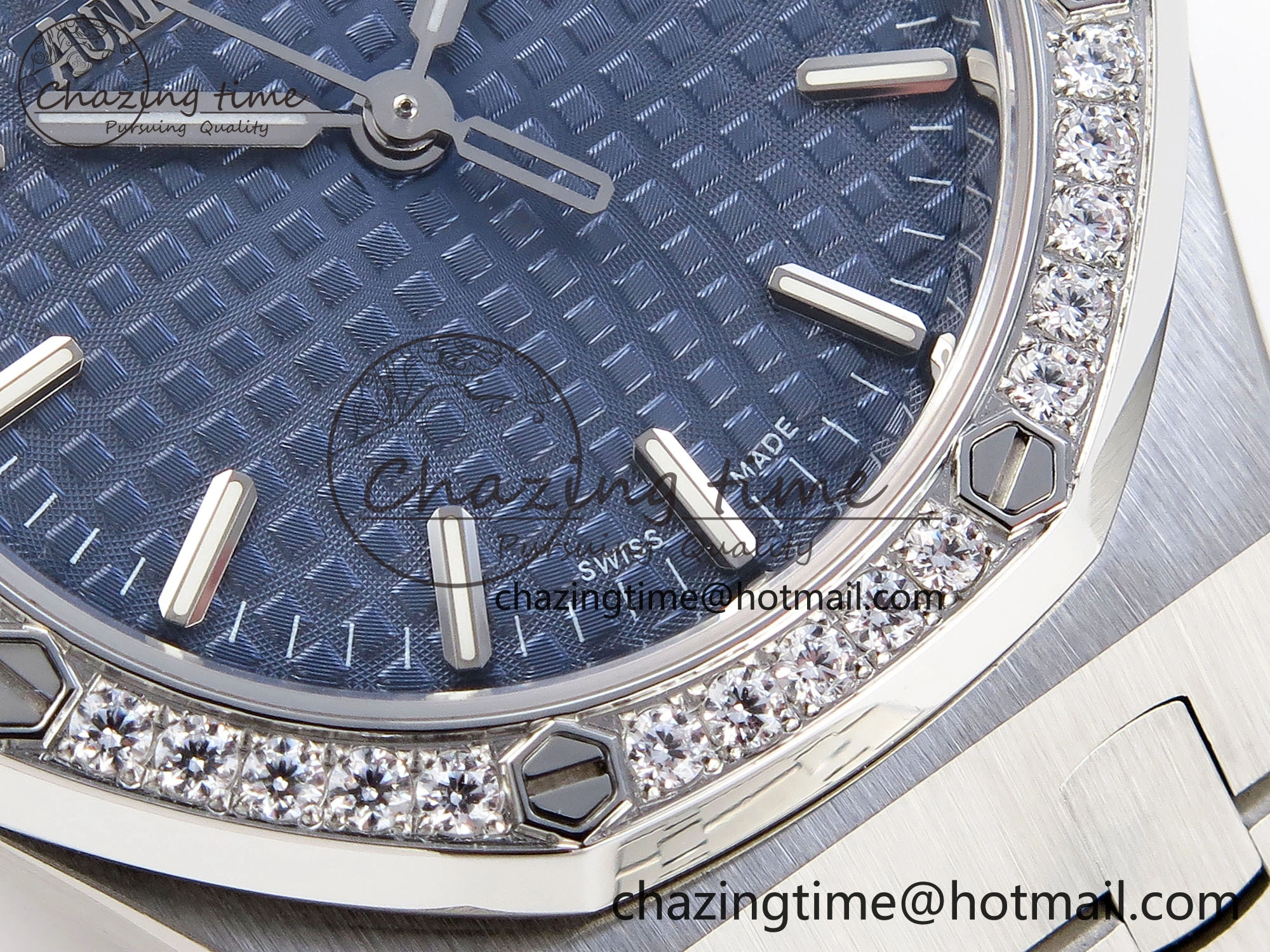 ROYAL OAK 34MM SS BF BEST EDITION BLUE DIAL DIAMONDS BEZEL ON SS BRACELET A5800