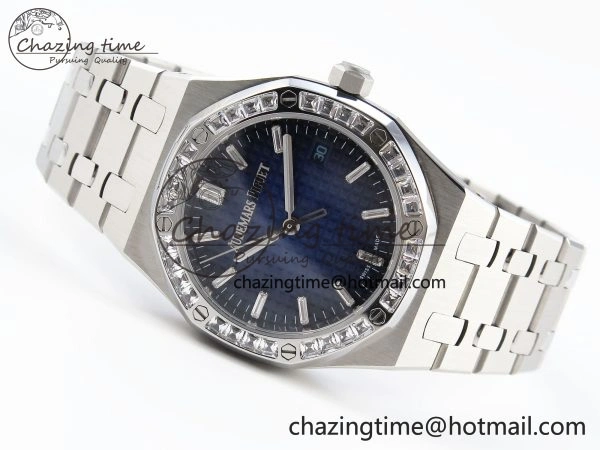 ROYAL OAK 34MM SS BF BEST EDITION BLUE DIAMONDS DIAL DIAMONDS BEZEL ON SS BRACELET A5800
