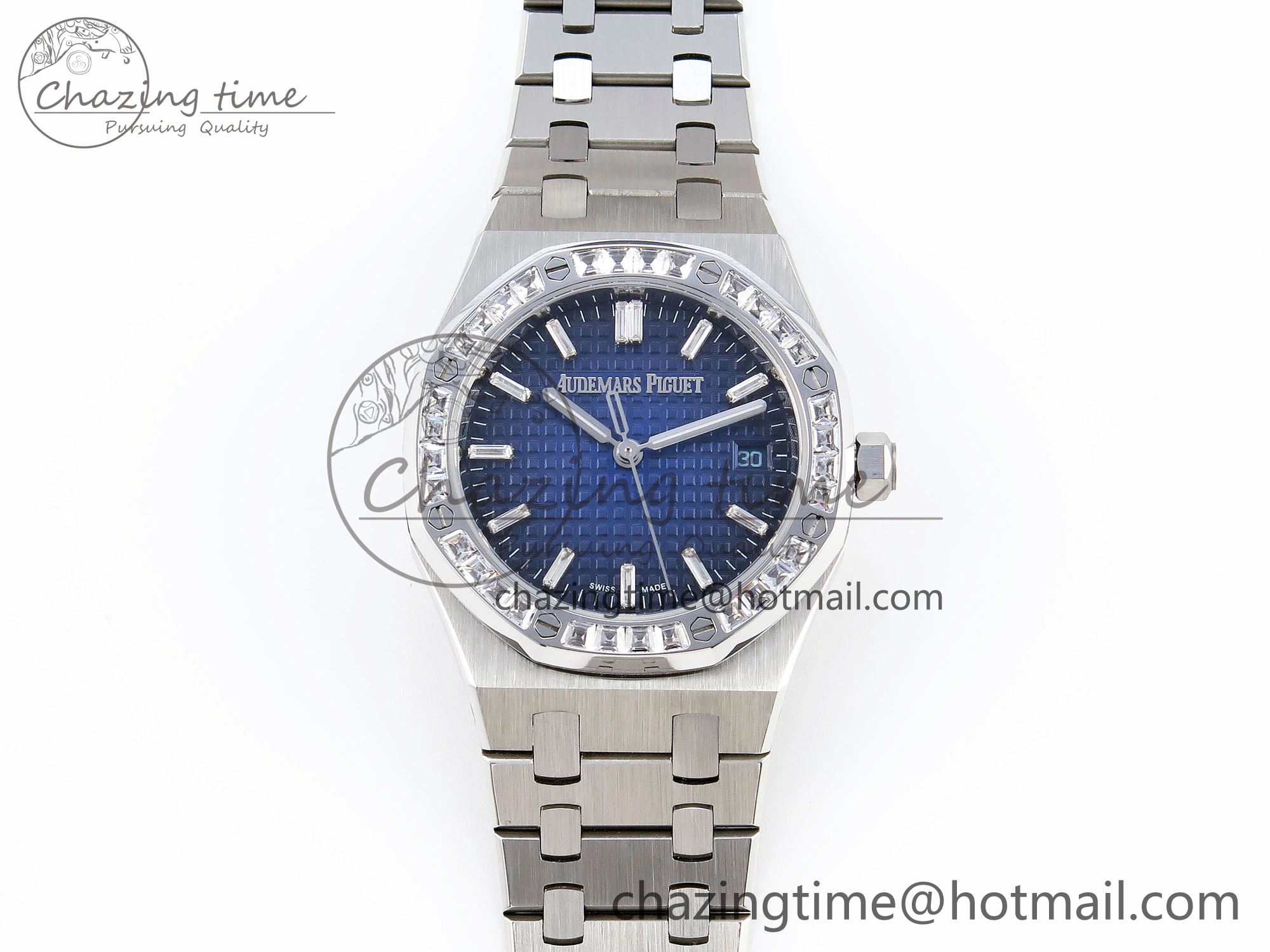 ROYAL OAK 34MM SS BF BEST EDITION BLUE DIAMONDS DIAL DIAMONDS BEZEL ON SS BRACELET A5800
