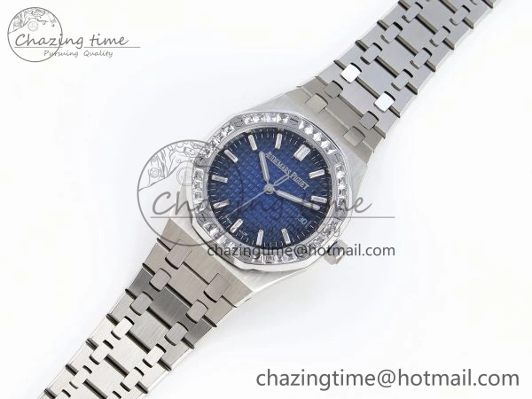 ROYAL OAK 34MM SS BF BEST EDITION BLUE DIAMONDS DIAL DIAMONDS BEZEL ON SS BRACELET A5800