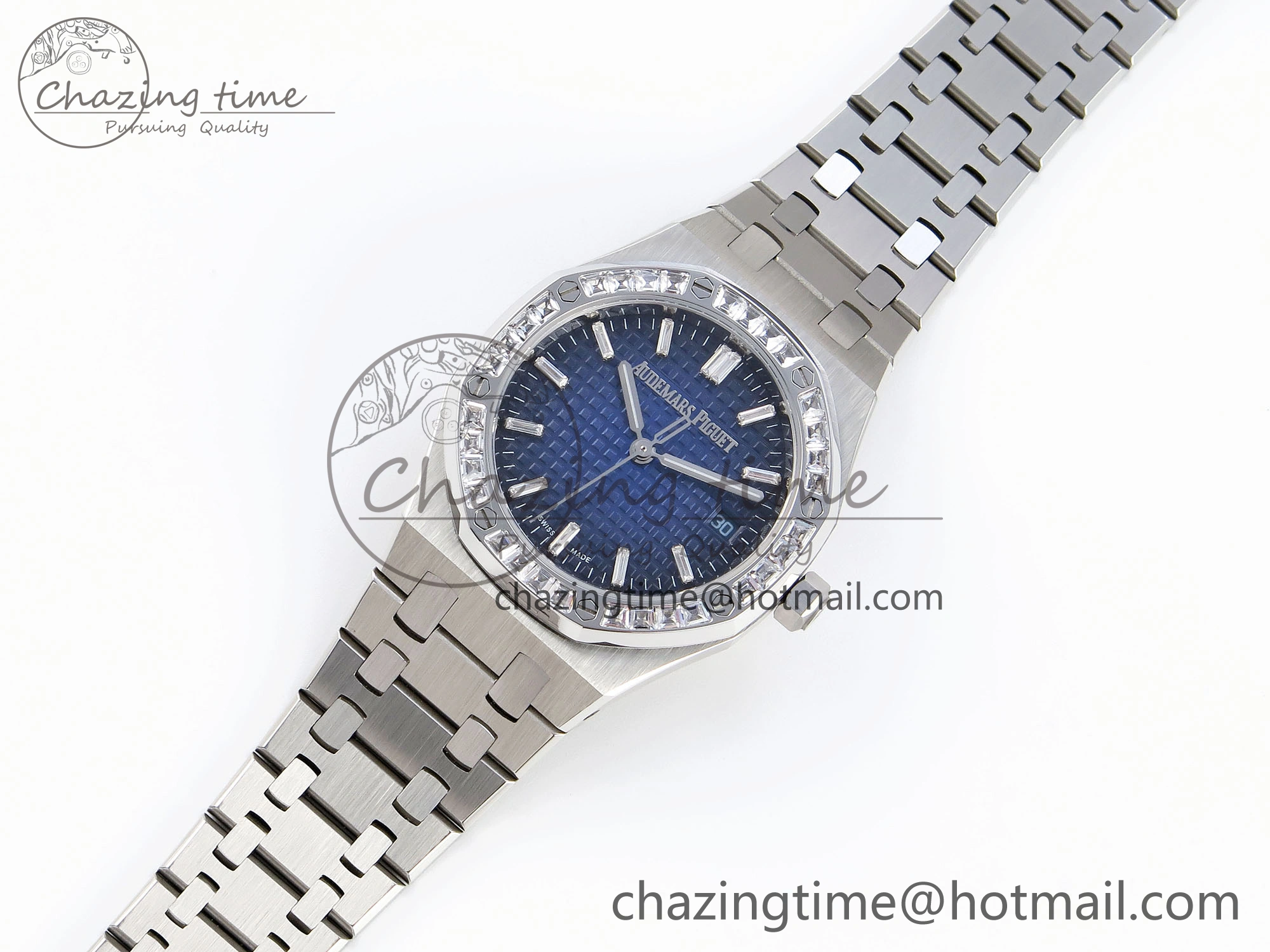 ROYAL OAK 34MM SS BF BEST EDITION BLUE DIAMONDS DIAL DIAMONDS BEZEL ON SS BRACELET A5800