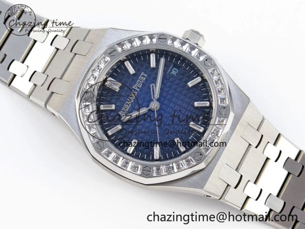 ROYAL OAK 34MM SS BF BEST EDITION BLUE DIAMONDS DIAL DIAMONDS BEZEL ON SS BRACELET A5800