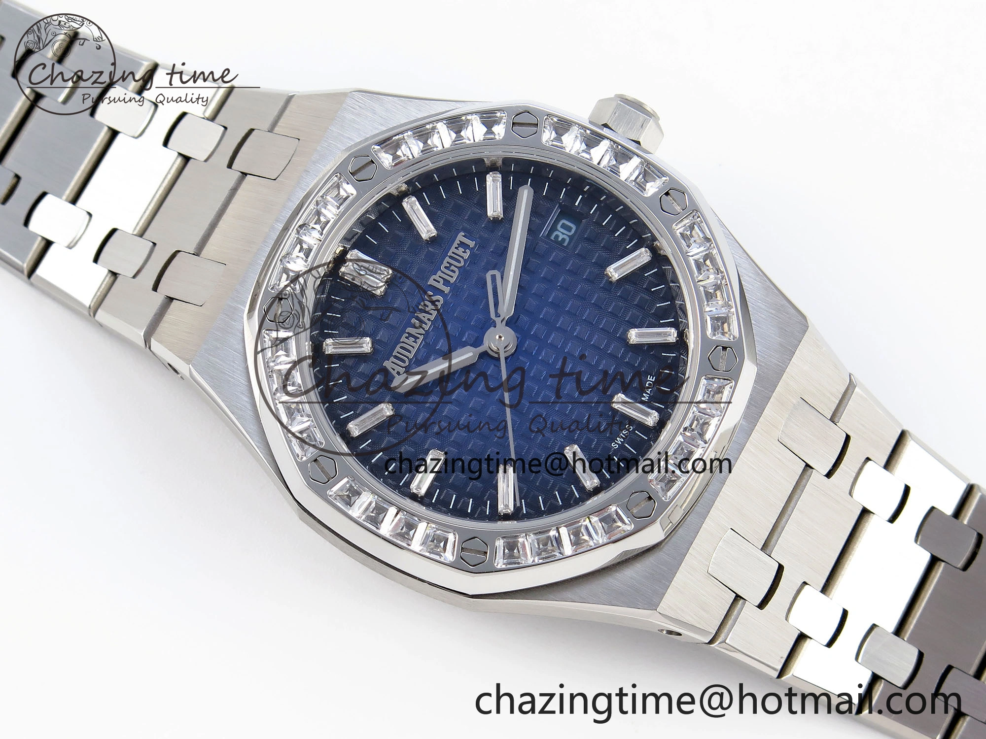 ROYAL OAK 34MM SS BF BEST EDITION BLUE DIAMONDS DIAL DIAMONDS BEZEL ON SS BRACELET A5800