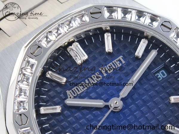 ROYAL OAK 34MM SS BF BEST EDITION BLUE DIAMONDS DIAL DIAMONDS BEZEL ON SS BRACELET A5800