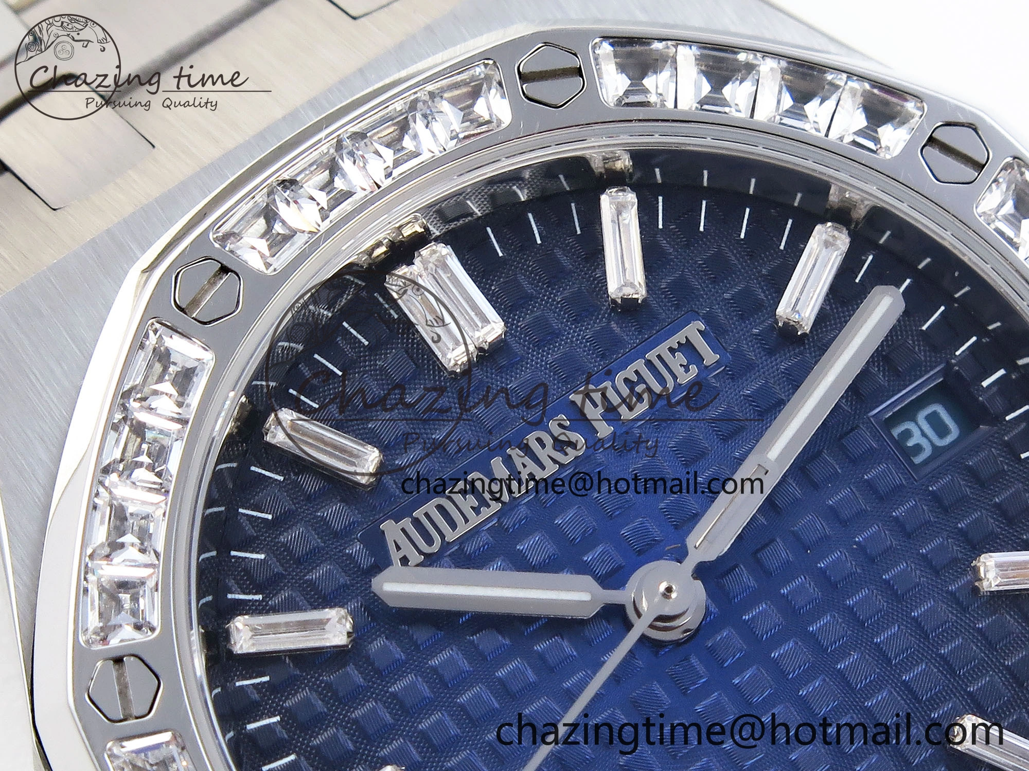 ROYAL OAK 34MM SS BF BEST EDITION BLUE DIAMONDS DIAL DIAMONDS BEZEL ON SS BRACELET A5800