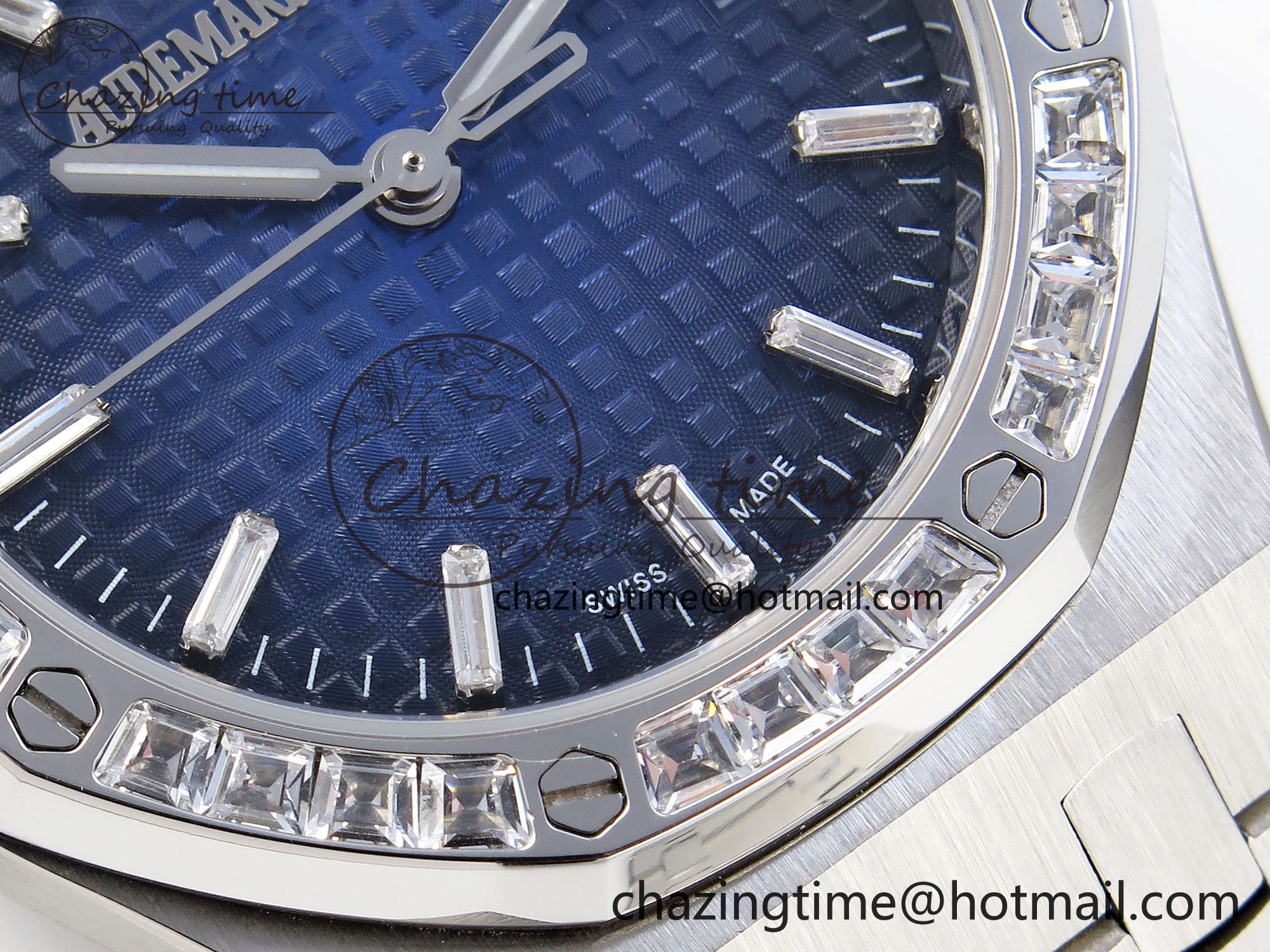 ROYAL OAK 34MM SS BF BEST EDITION BLUE DIAMONDS DIAL DIAMONDS BEZEL ON SS BRACELET A5800