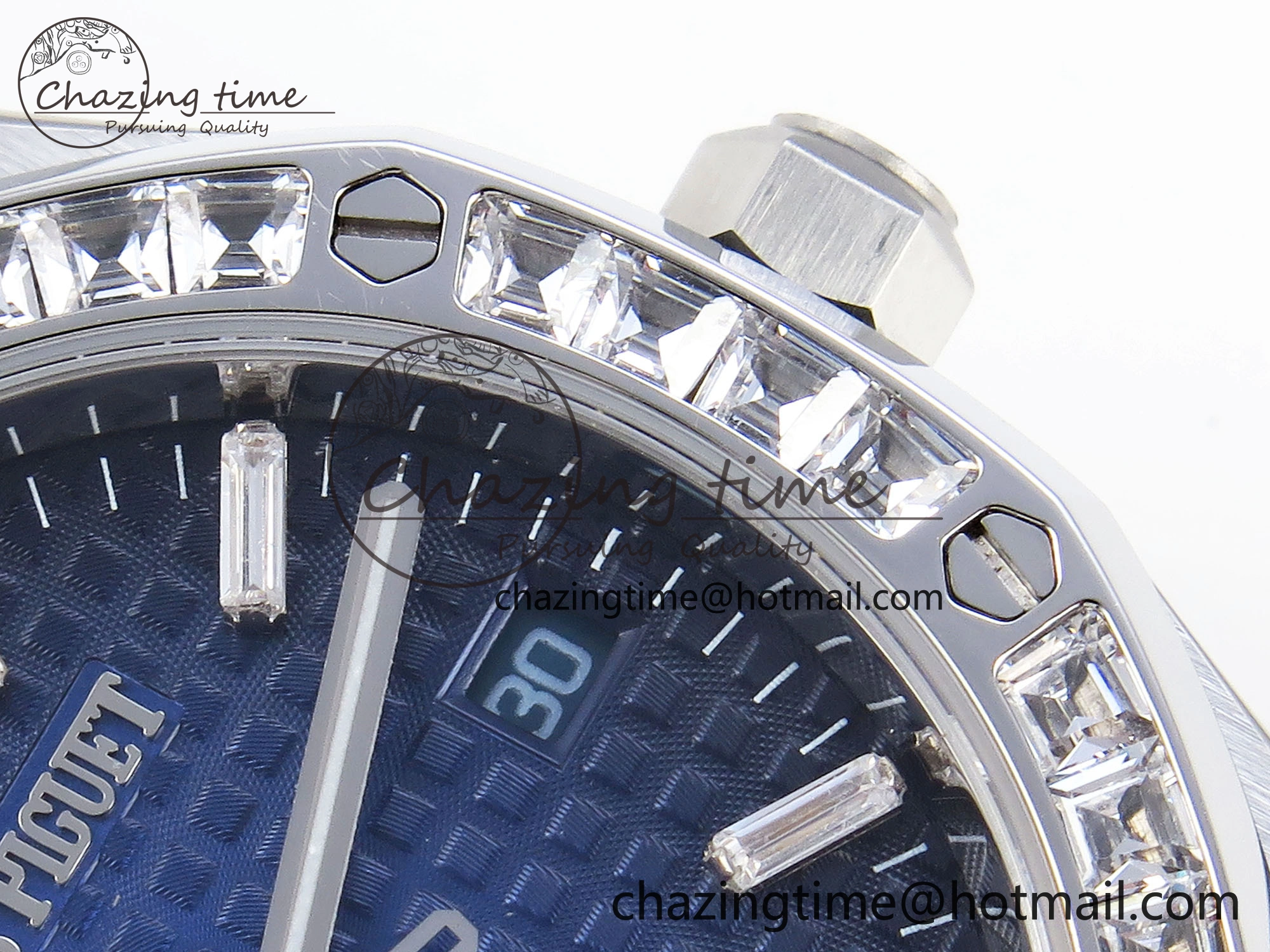 ROYAL OAK 34MM SS BF BEST EDITION BLUE DIAMONDS DIAL DIAMONDS BEZEL ON SS BRACELET A5800