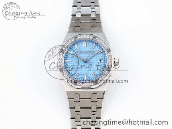 ROYAL OAK 34MM SS BF BEST EDITION ICE BLUE DIAL DIAMONDS BEZEL ON SS BRACELET A5800
