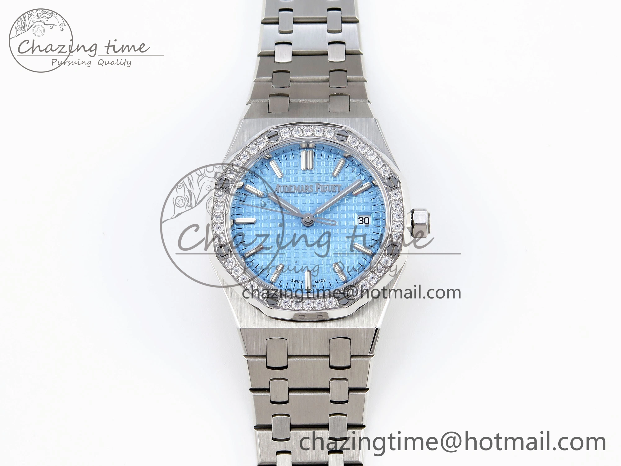 ROYAL OAK 34MM SS BF BEST EDITION ICE BLUE DIAL DIAMONDS BEZEL ON SS BRACELET A5800