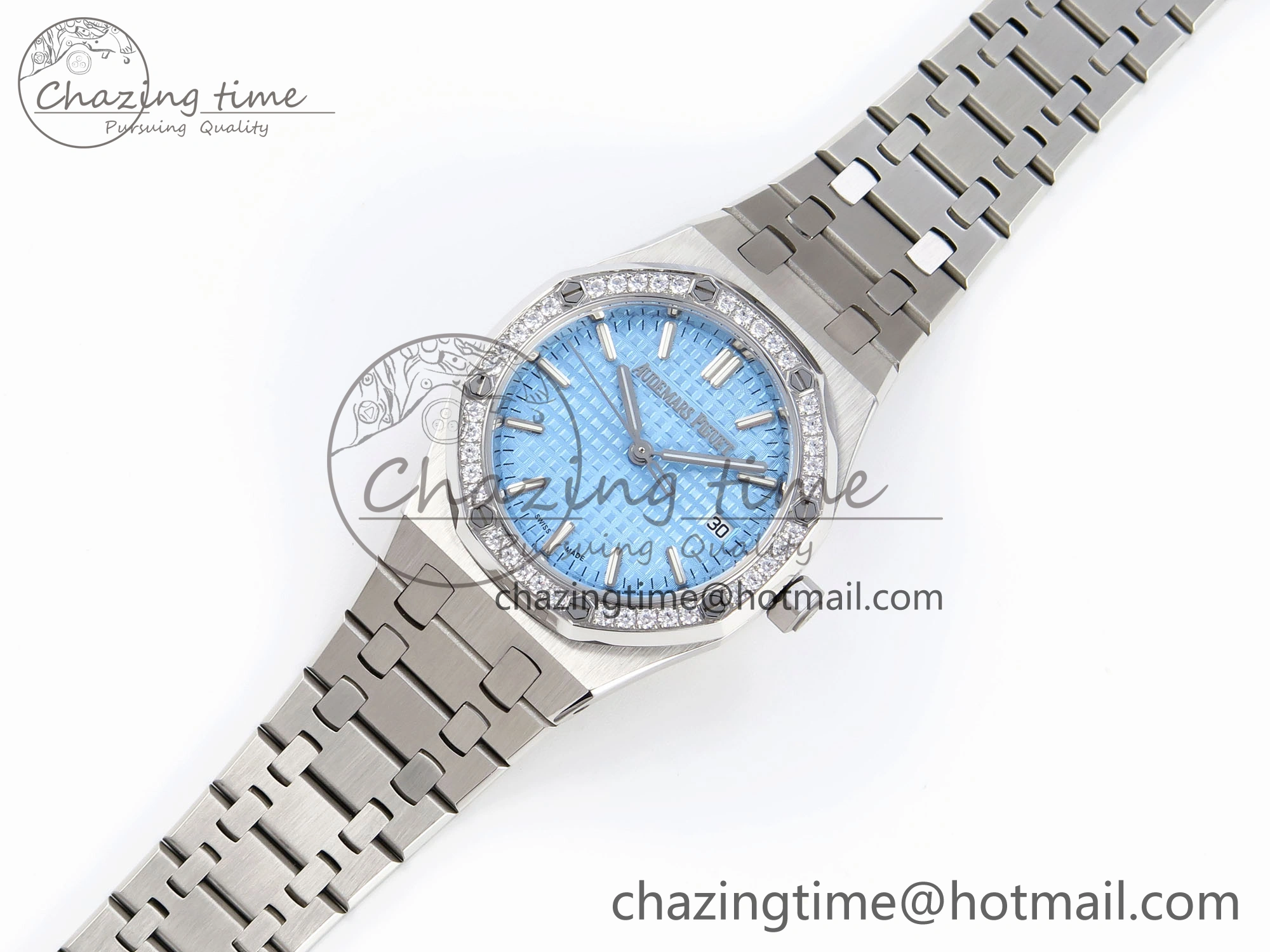ROYAL OAK 34MM SS BF BEST EDITION ICE BLUE DIAL DIAMONDS BEZEL ON SS BRACELET A5800