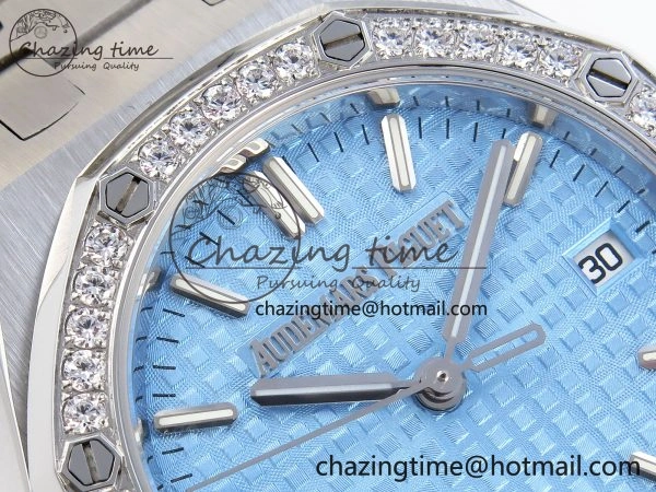 ROYAL OAK 34MM SS BF BEST EDITION ICE BLUE DIAL DIAMONDS BEZEL ON SS BRACELET A5800