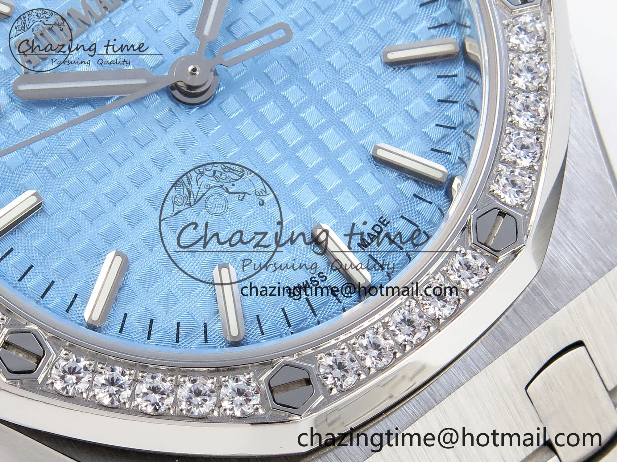 ROYAL OAK 34MM SS BF BEST EDITION ICE BLUE DIAL DIAMONDS BEZEL ON SS BRACELET A5800