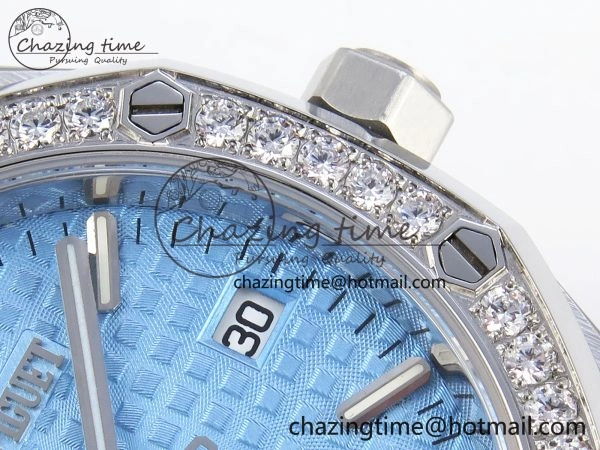 ROYAL OAK 34MM SS BF BEST EDITION ICE BLUE DIAL DIAMONDS BEZEL ON SS BRACELET A5800