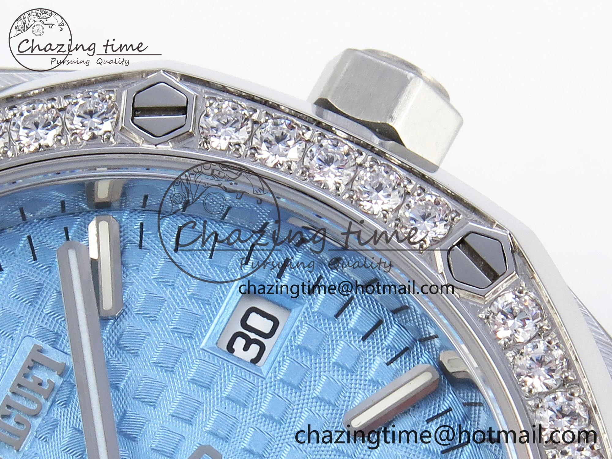 ROYAL OAK 34MM SS BF BEST EDITION ICE BLUE DIAL DIAMONDS BEZEL ON SS BRACELET A5800