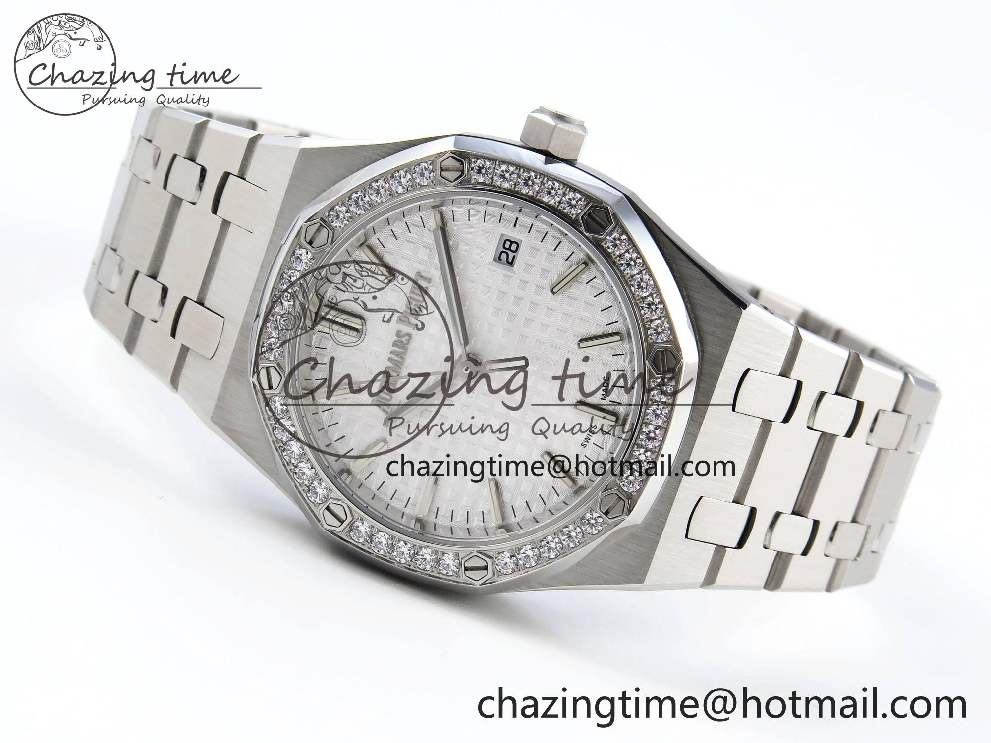 ROYAL OAK 34MM SS BF BEST EDITION WHITE DIAL DIAMONDS BEZEL ON SS BRACELET A5800