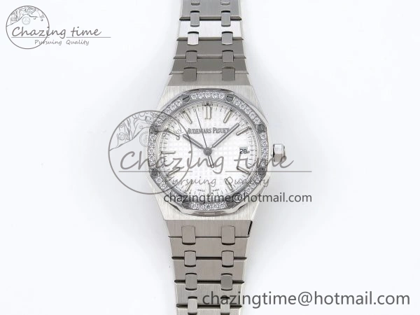 ROYAL OAK 34MM SS BF BEST EDITION WHITE DIAL DIAMONDS BEZEL ON SS BRACELET A5800