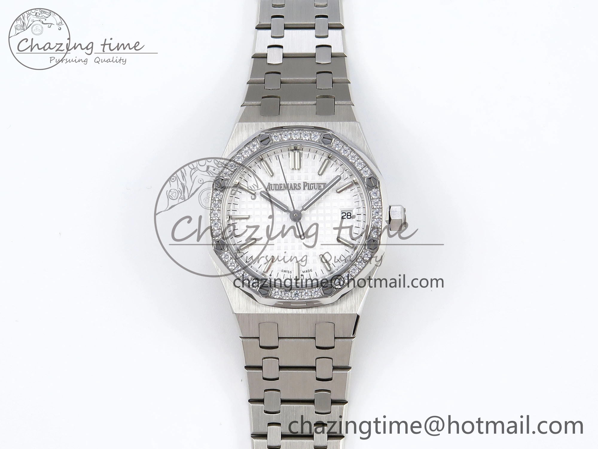 ROYAL OAK 34MM SS BF BEST EDITION WHITE DIAL DIAMONDS BEZEL ON SS BRACELET A5800