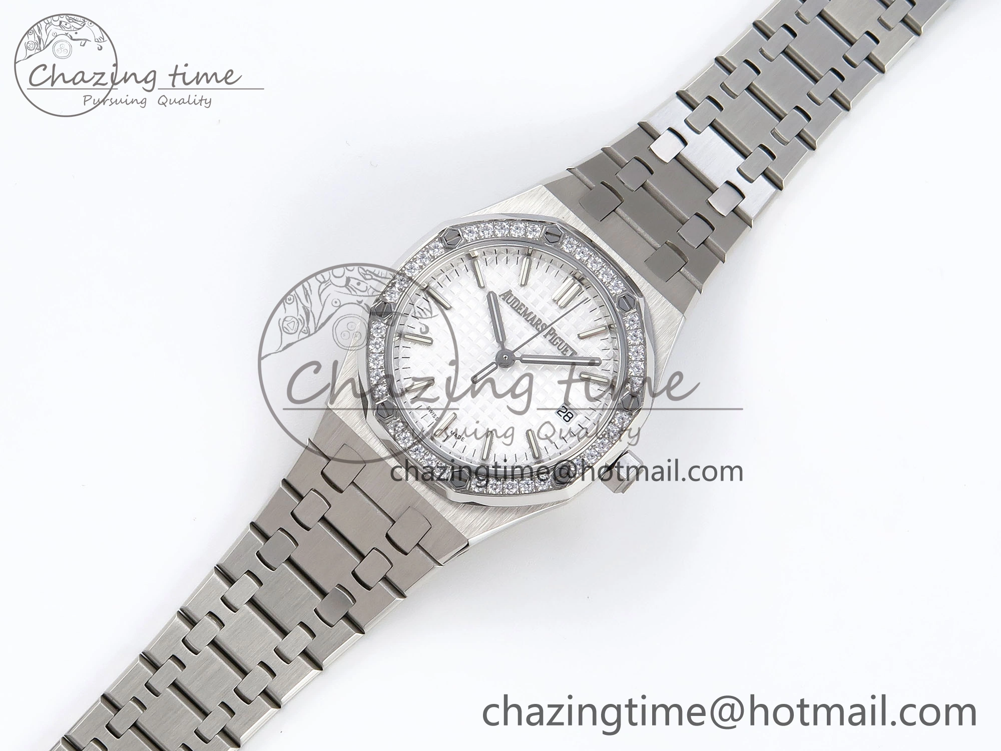 ROYAL OAK 34MM SS BF BEST EDITION WHITE DIAL DIAMONDS BEZEL ON SS BRACELET A5800