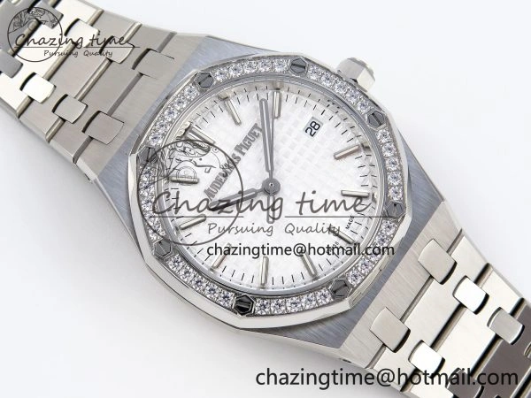 ROYAL OAK 34MM SS BF BEST EDITION WHITE DIAL DIAMONDS BEZEL ON SS BRACELET A5800