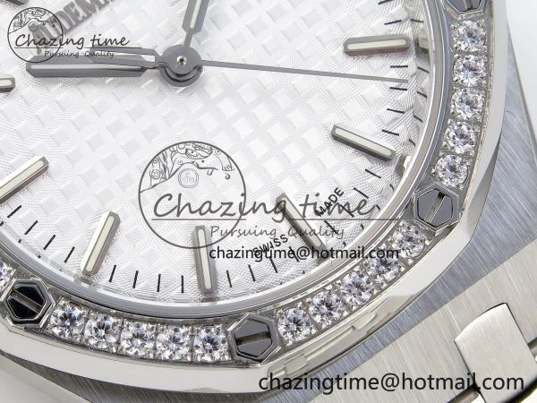 ROYAL OAK 34MM SS BF BEST EDITION WHITE DIAL DIAMONDS BEZEL ON SS BRACELET A5800