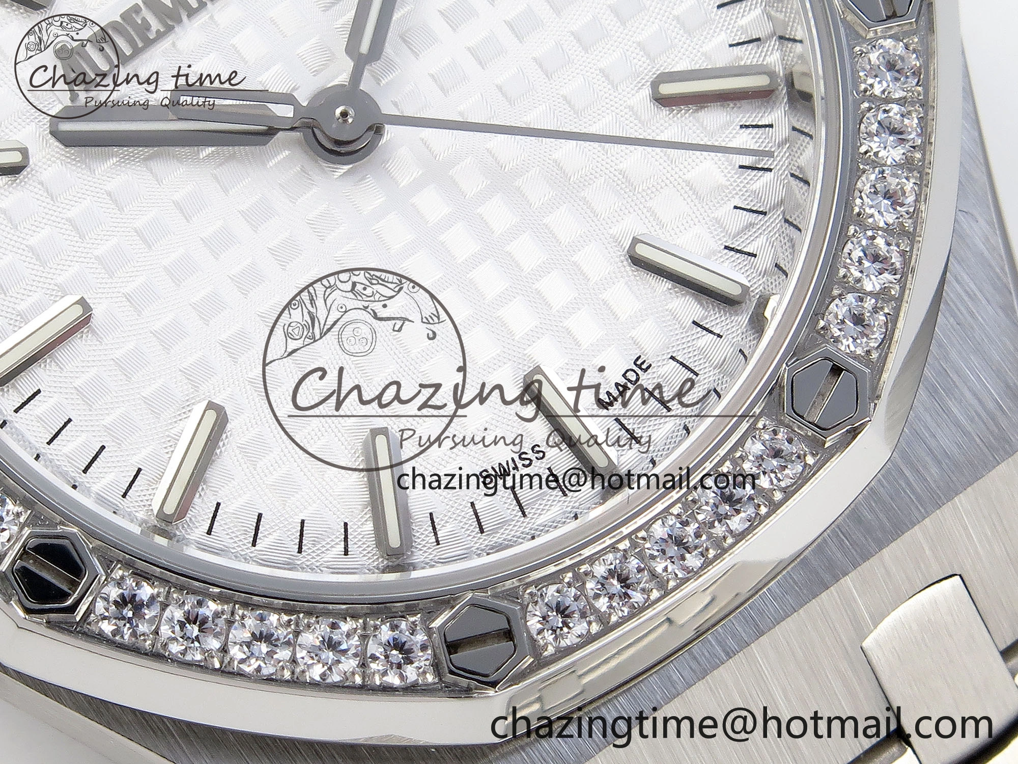 ROYAL OAK 34MM SS BF BEST EDITION WHITE DIAL DIAMONDS BEZEL ON SS BRACELET A5800
