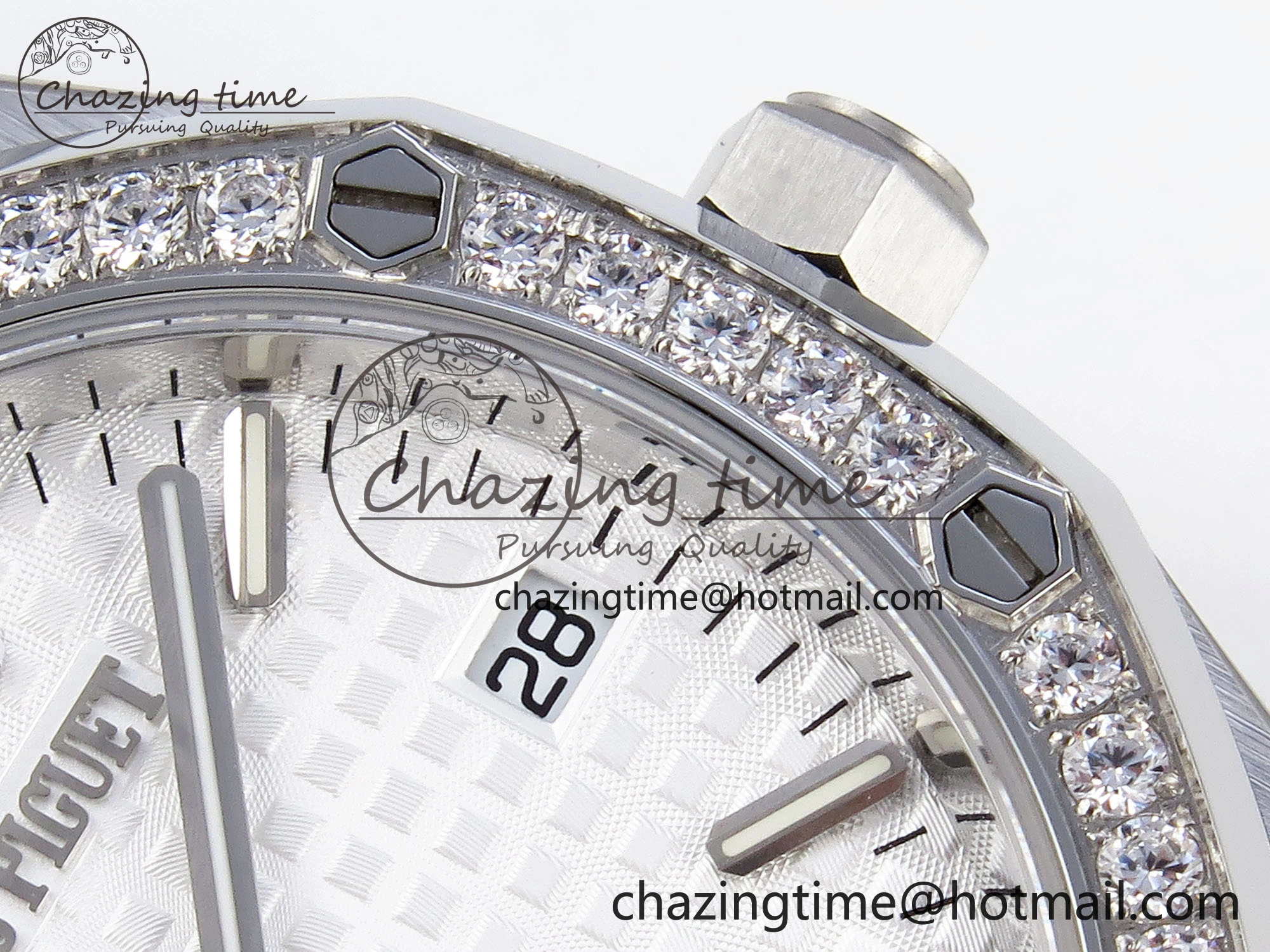 ROYAL OAK 34MM SS BF BEST EDITION WHITE DIAL DIAMONDS BEZEL ON SS BRACELET A5800