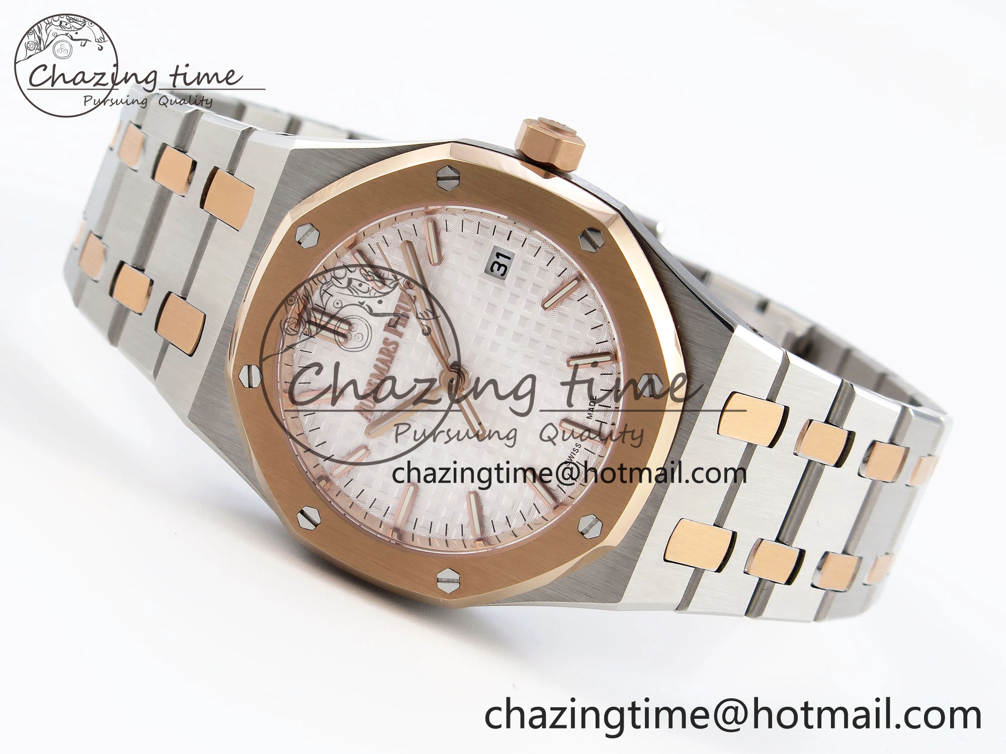 ROYAL OAK 34MM SS RG BF BEST EDITION WHITE DIAL ON SS RG BRACELET A5800