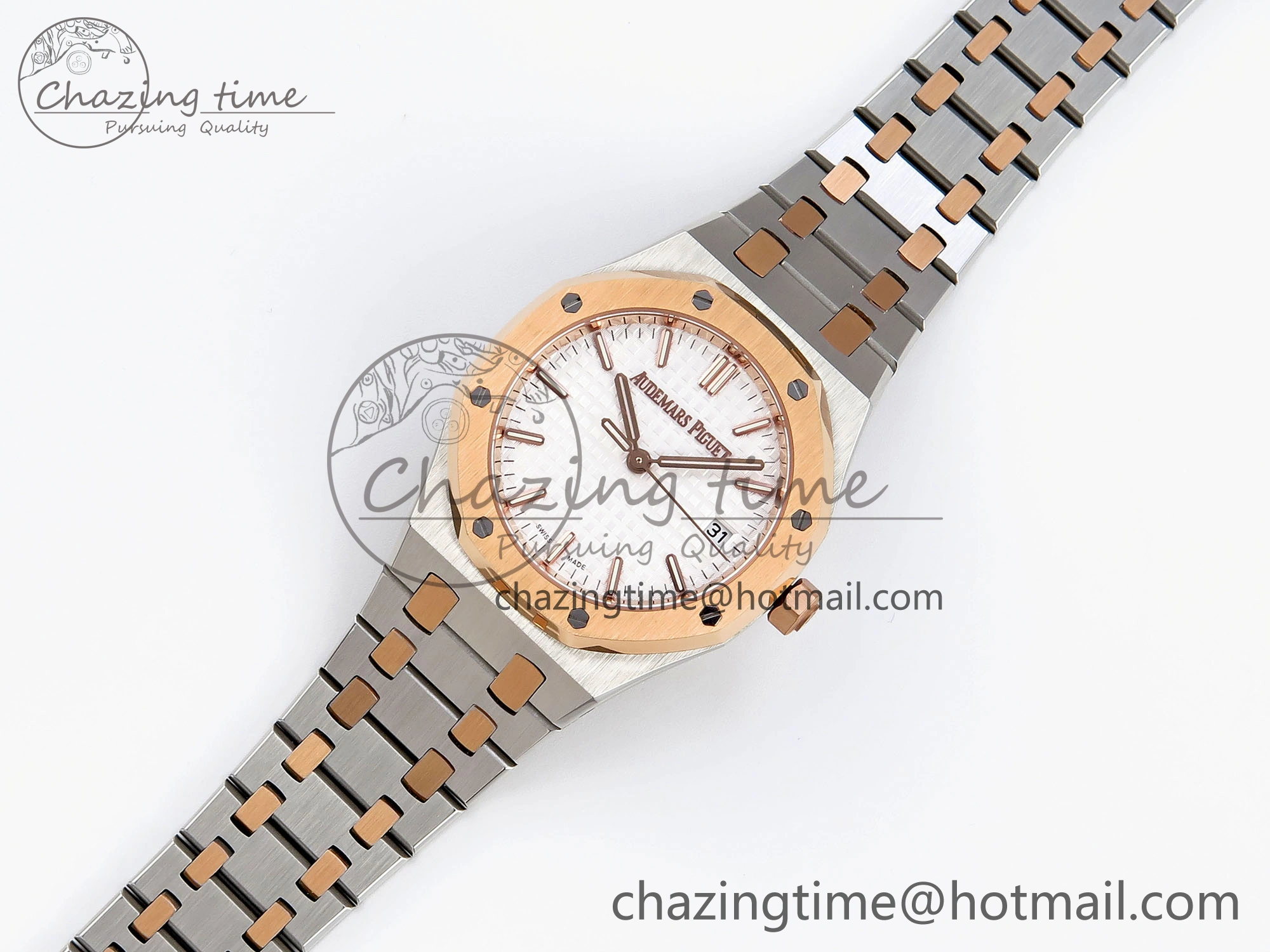 ROYAL OAK 34MM SS RG BF BEST EDITION WHITE DIAL ON SS RG BRACELET A5800