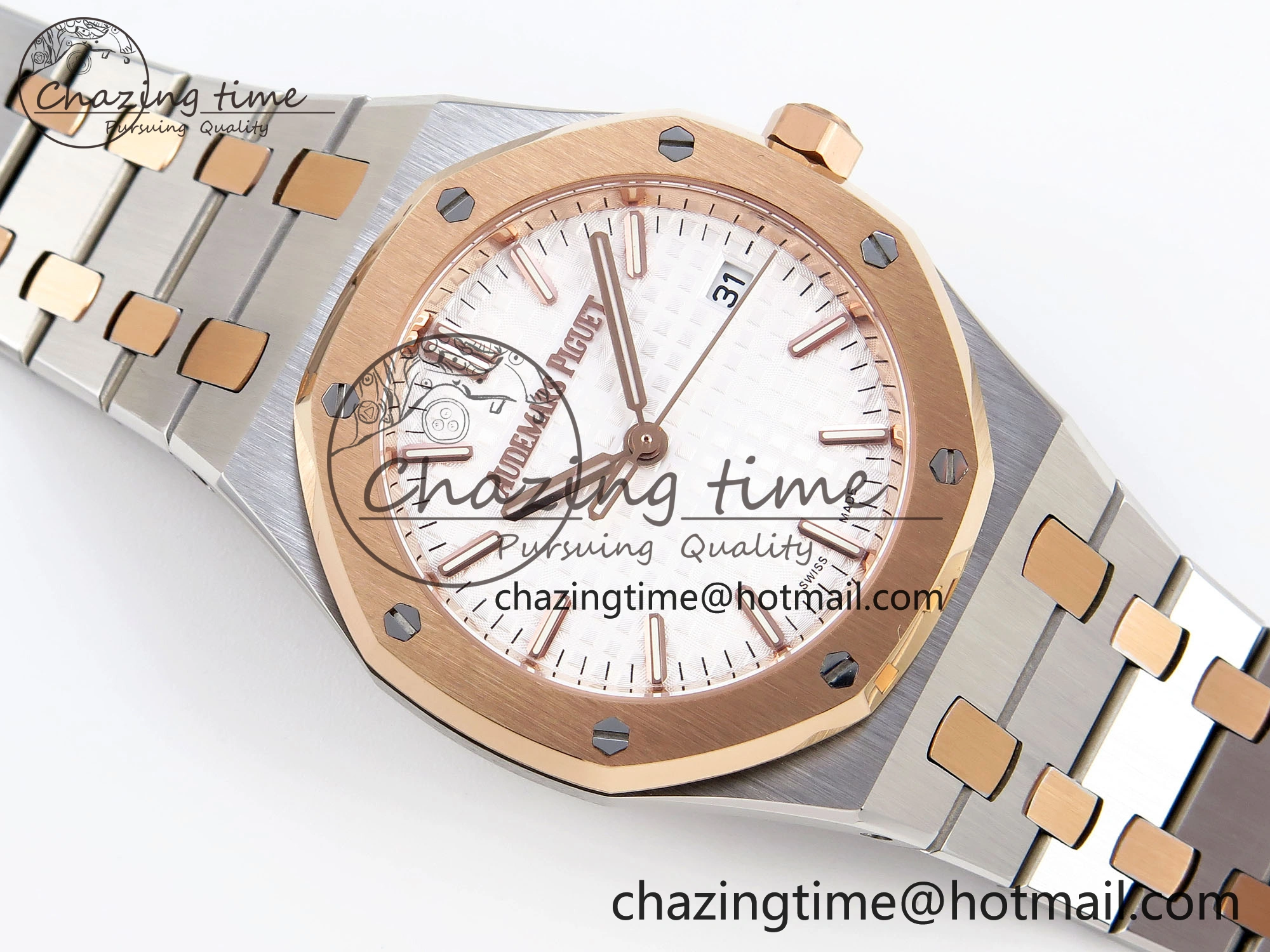 ROYAL OAK 34MM SS RG BF BEST EDITION WHITE DIAL ON SS RG BRACELET A5800