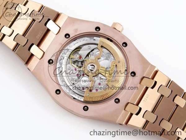 ROYAL OAK 39MM 15202 RG IPF 1:1 BEST EDITION BLACK DIAMONDS DIAL ON RG BRACELET A2121