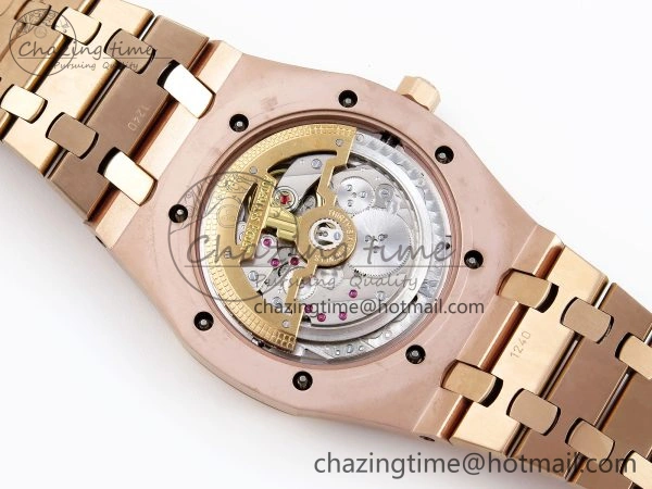 ROYAL OAK 39MM 15202 RG IPF 1:1 BEST EDITION BLACK DIAMONDS DIAL ON RG BRACELET A2121