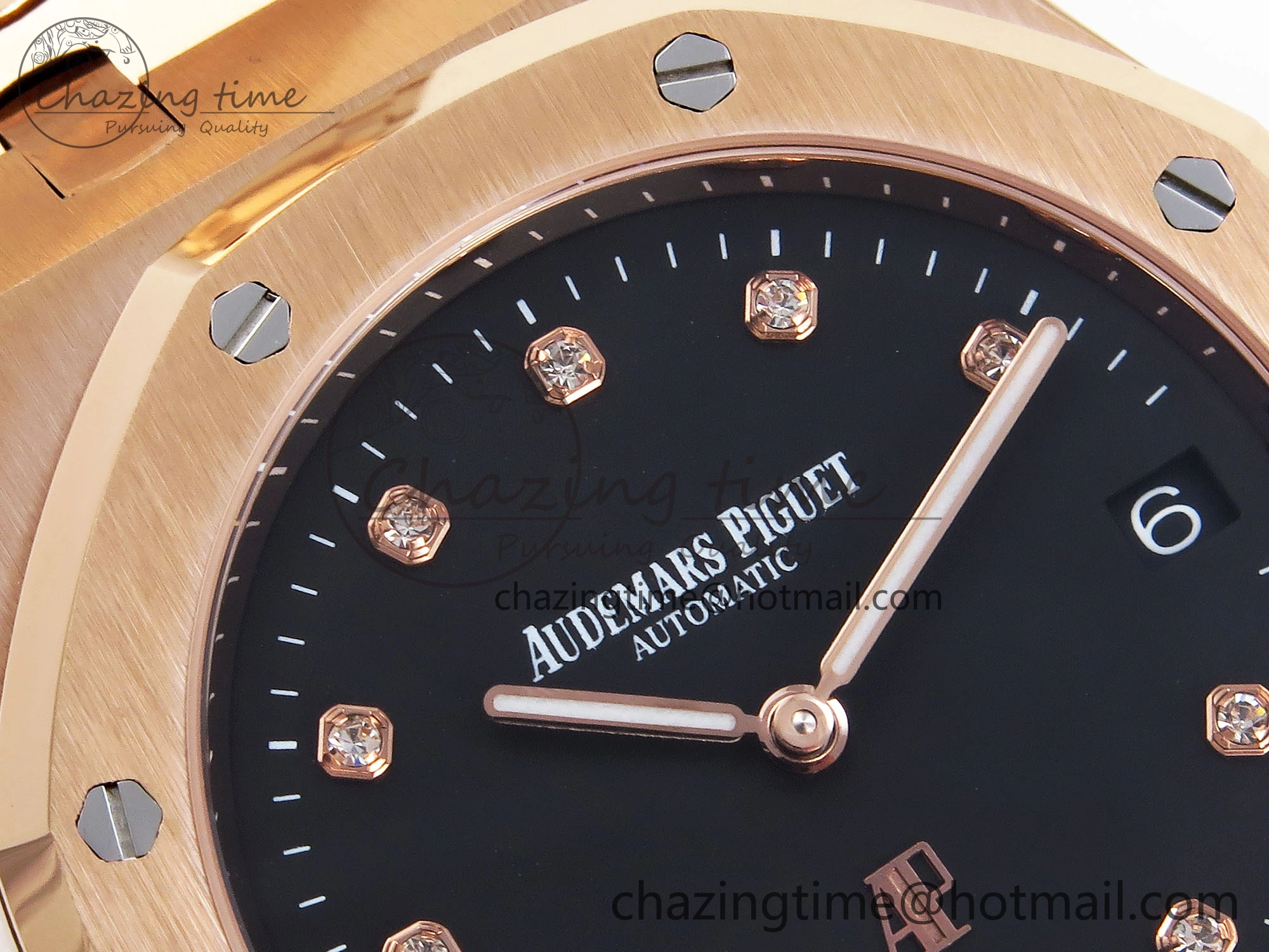 ROYAL OAK 39MM 15202 RG IPF 1:1 BEST EDITION BLACK DIAMONDS DIAL ON RG BRACELET A2121