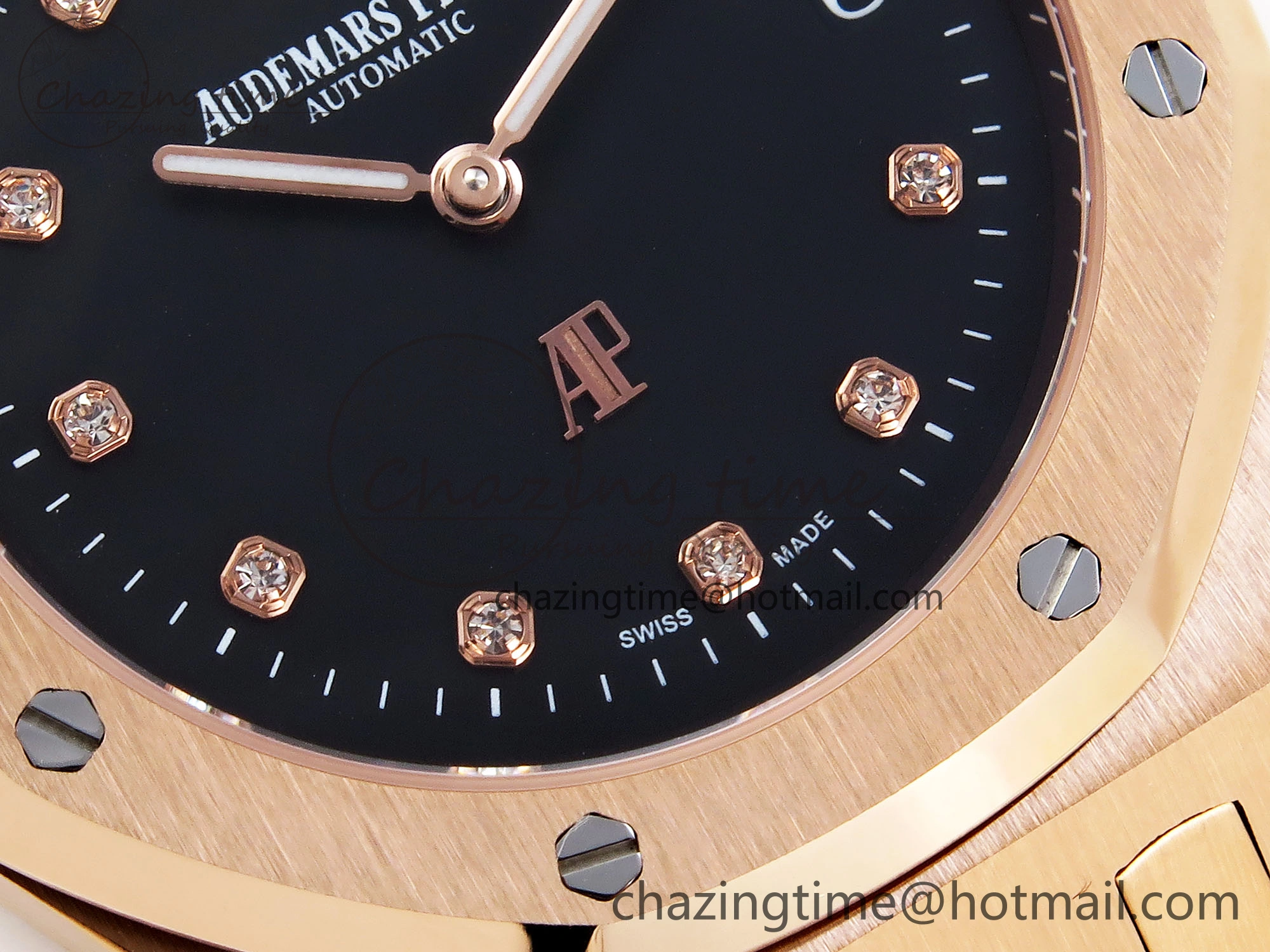 ROYAL OAK 39MM 15202 RG IPF 1:1 BEST EDITION BLACK DIAMONDS DIAL ON RG BRACELET A2121