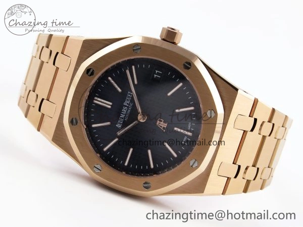 ROYAL OAK 39MM 15202 RG IPF 1:1 BEST EDITION BLUE TEXTURED DIAL ON RG BRACELET A2121