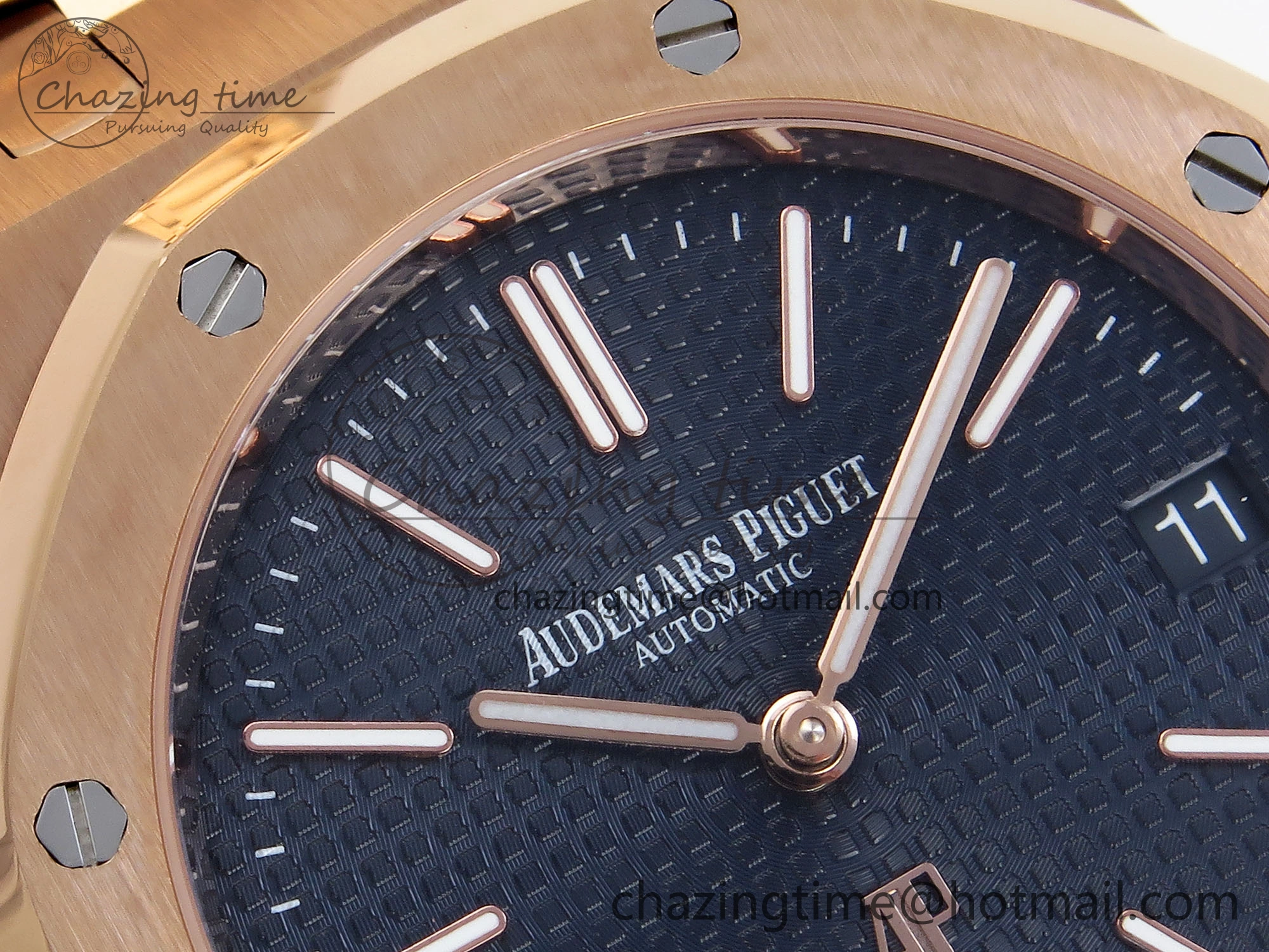 ROYAL OAK 39MM 15202 RG IPF 1:1 BEST EDITION BLUE TEXTURED DIAL ON RG BRACELET A2121