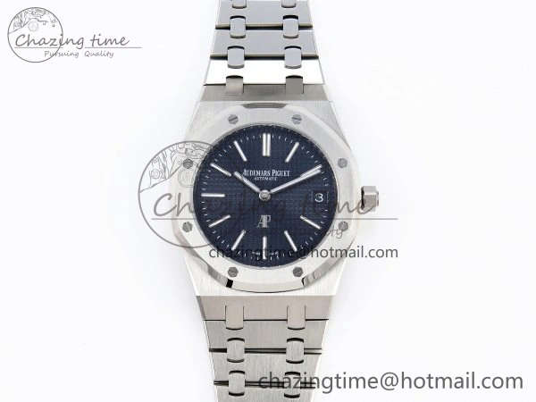 ROYAL OAK 39MM 15202 SS IPF 1:1 BEST EDITION BLUE TEXTURED DIAL ON SS BRACELET A2121