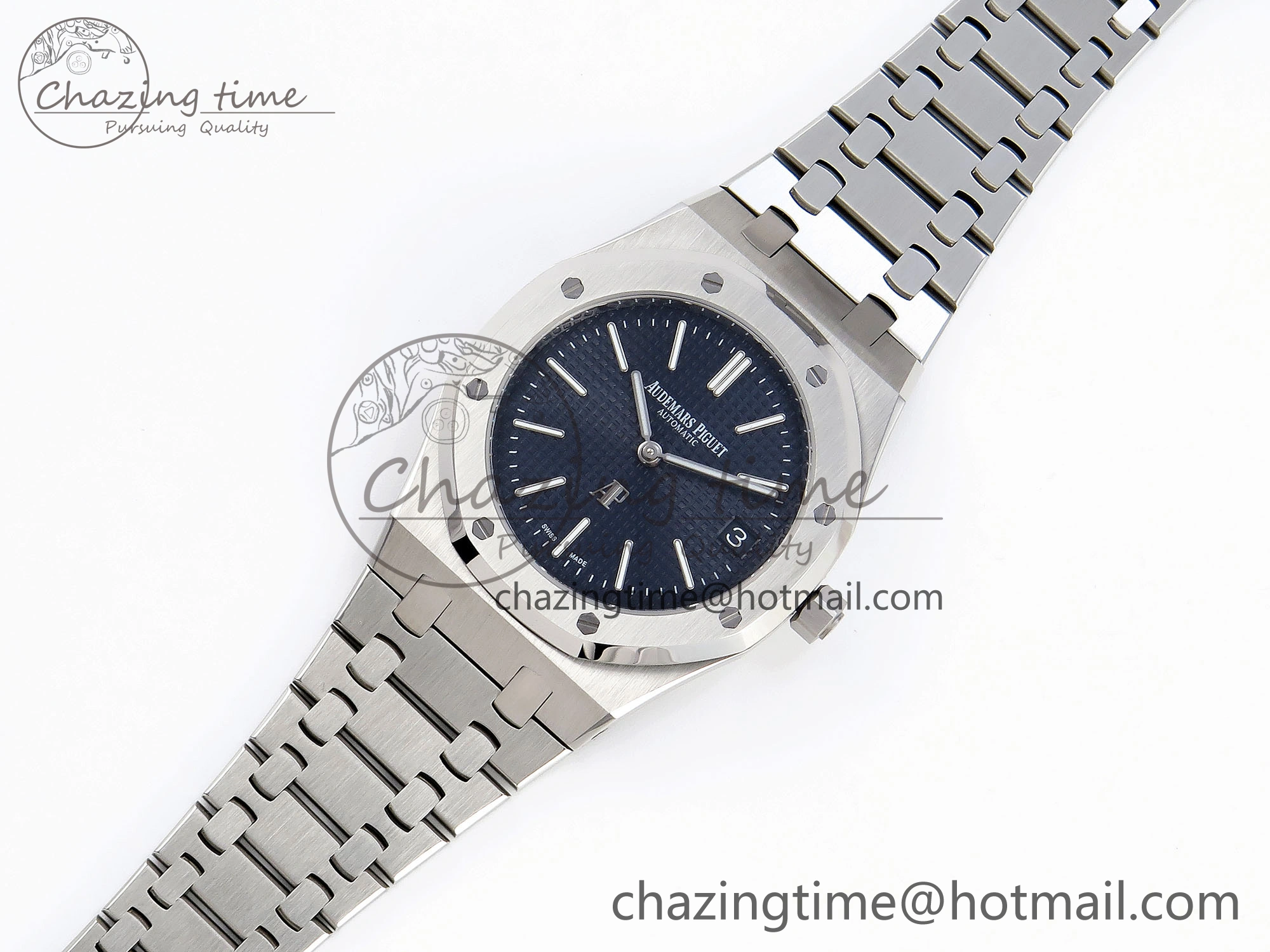 ROYAL OAK 39MM 15202 SS IPF 1:1 BEST EDITION BLUE TEXTURED DIAL ON SS BRACELET A2121