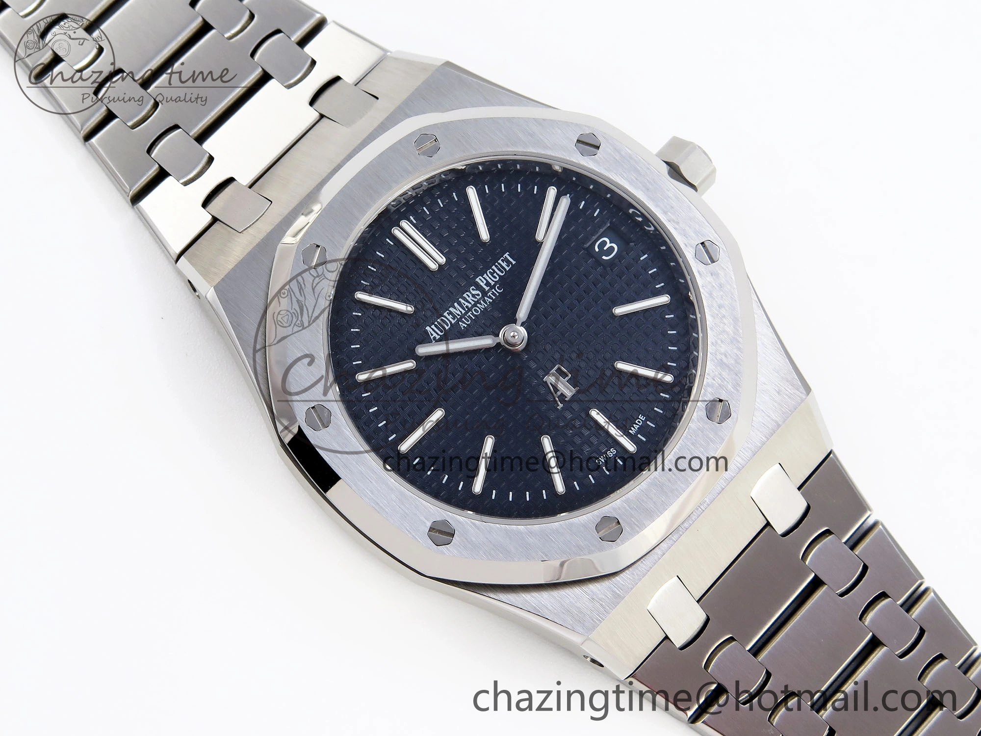 ROYAL OAK 39MM 15202 SS IPF 1:1 BEST EDITION BLUE TEXTURED DIAL ON SS BRACELET A2121