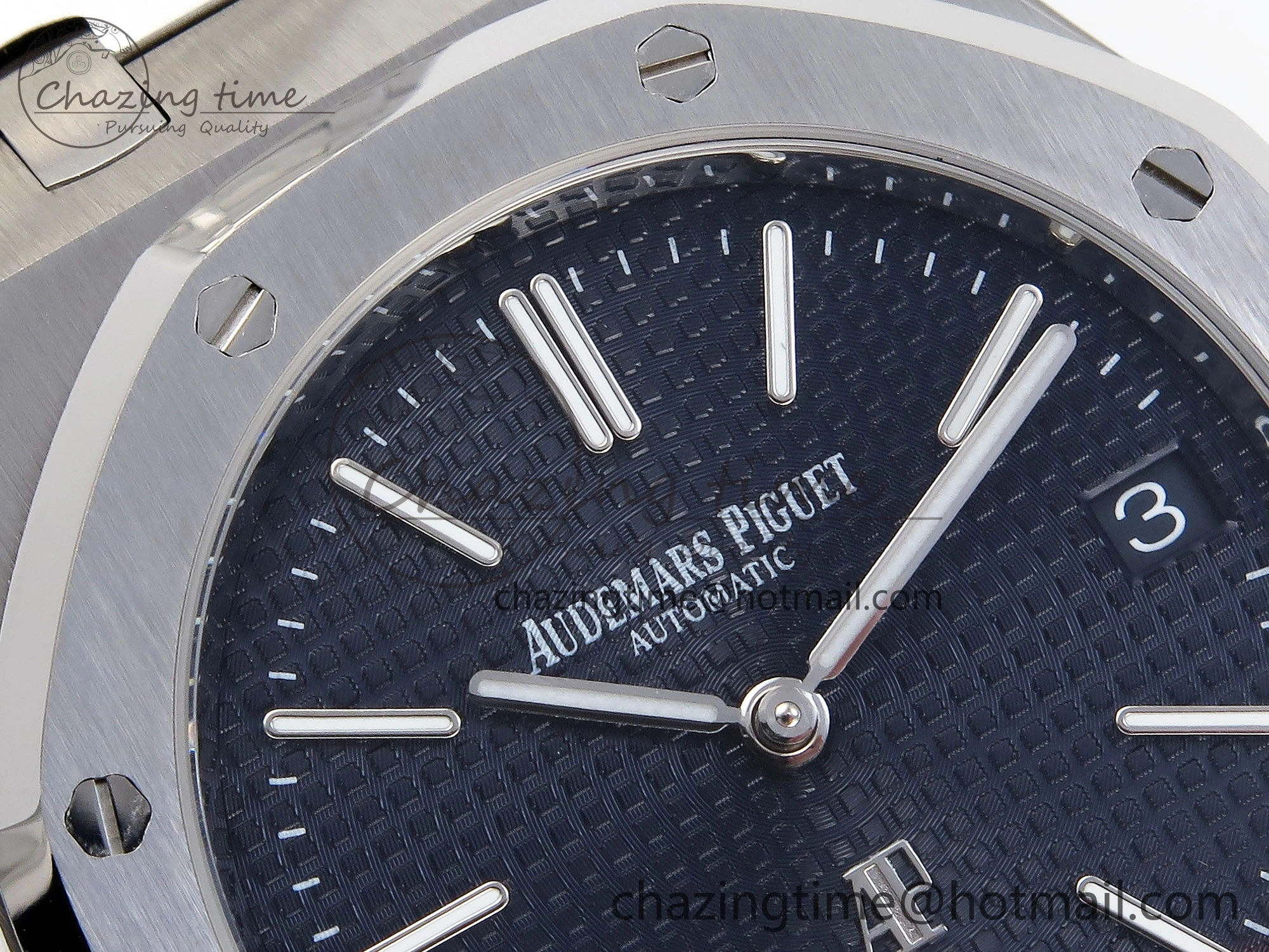 ROYAL OAK 39MM 15202 SS IPF 1:1 BEST EDITION BLUE TEXTURED DIAL ON SS BRACELET A2121