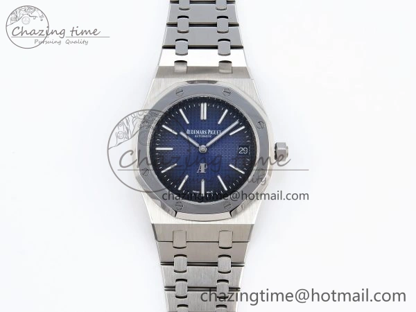 ROYAL OAK 39MM 15202 SS IPF 1:1 BEST EDITION BLUE BLACK TEXTURED DIAL ON SS BRACELET A2121
