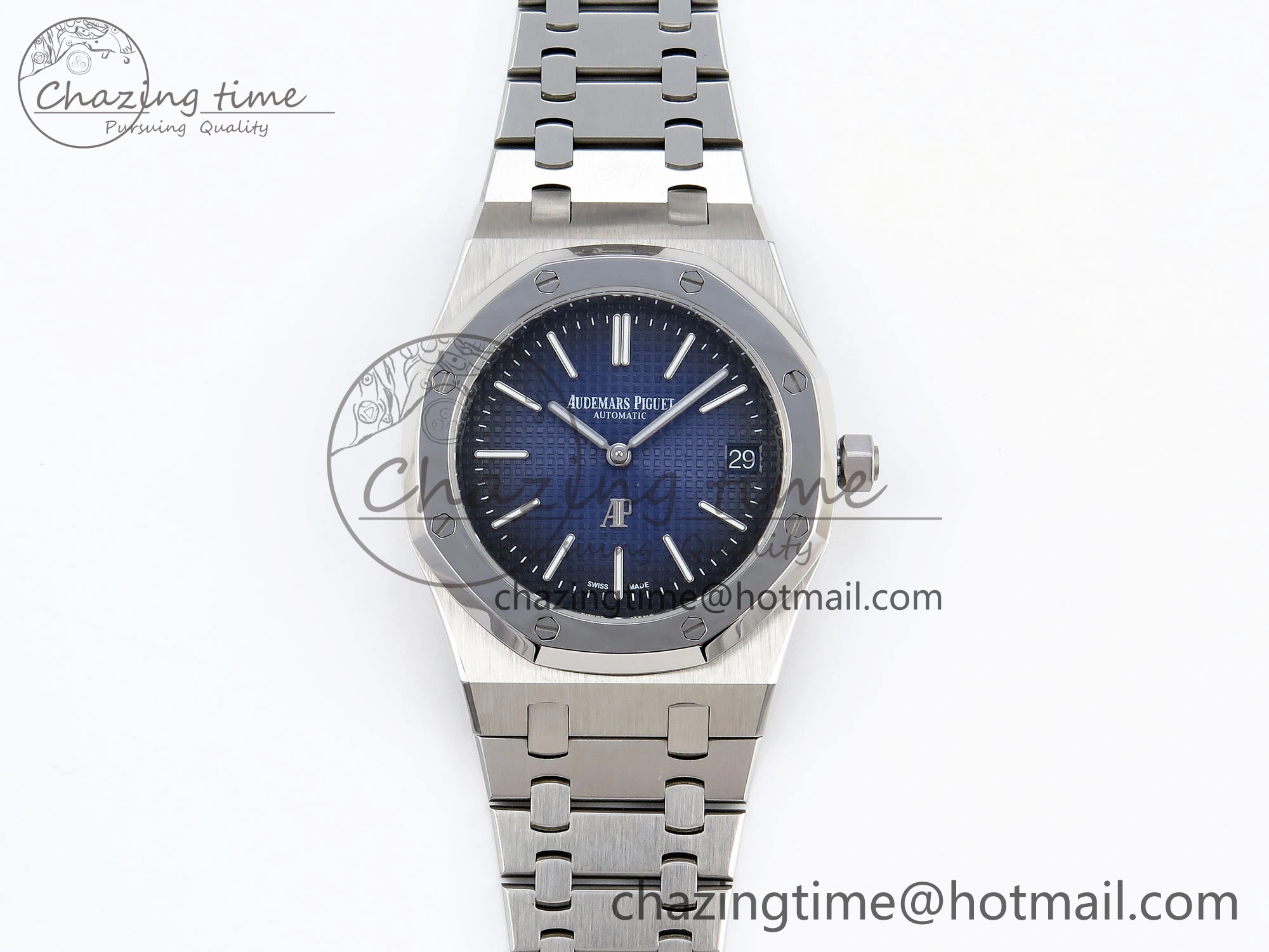 ROYAL OAK 39MM 15202 SS IPF 1:1 BEST EDITION BLUE BLACK TEXTURED DIAL ON SS BRACELET A2121