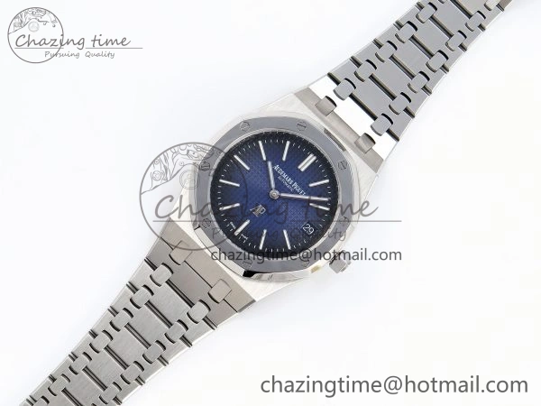 ROYAL OAK 39MM 15202 SS IPF 1:1 BEST EDITION BLUE BLACK TEXTURED DIAL ON SS BRACELET A2121
