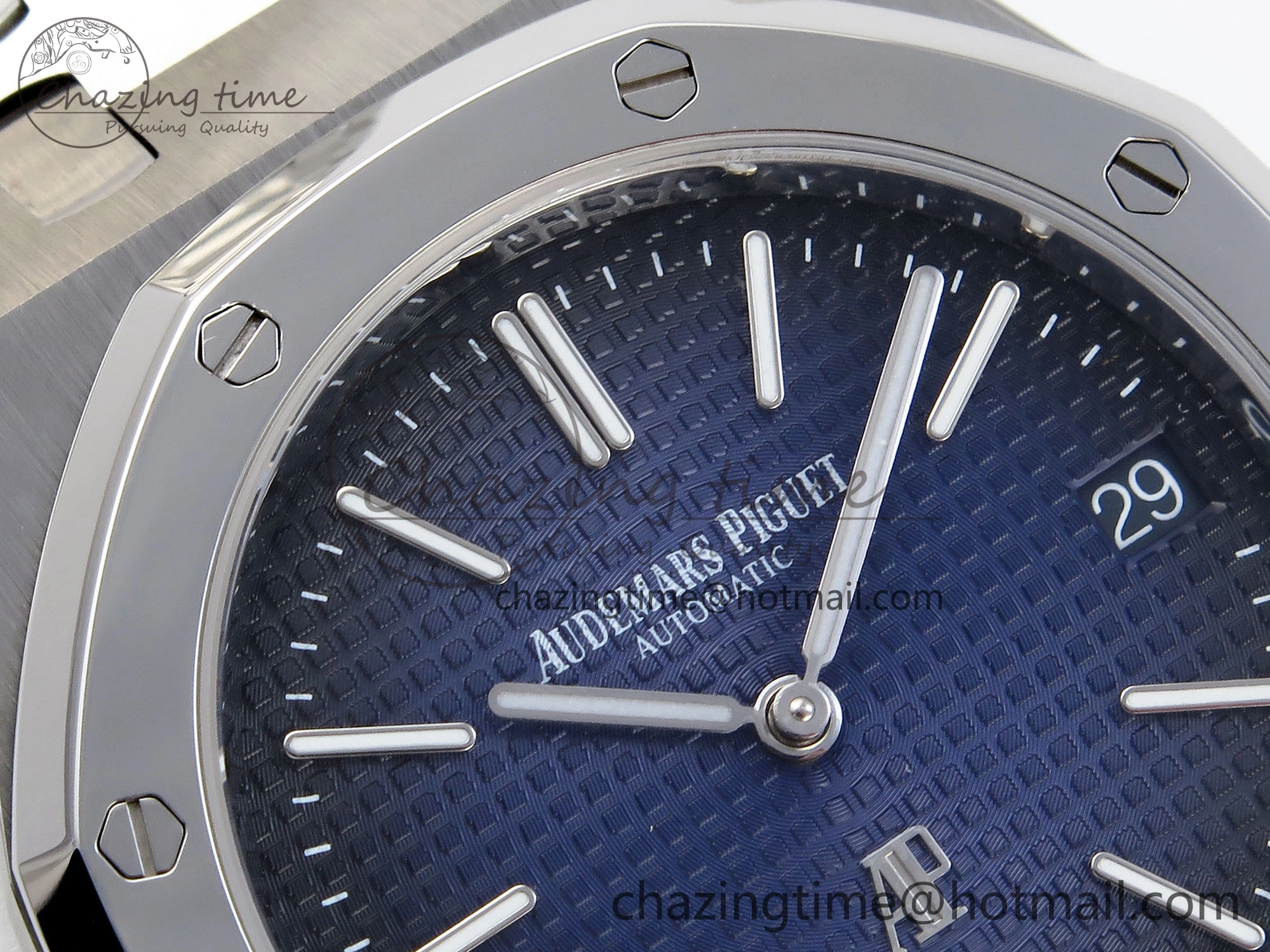 ROYAL OAK 39MM 15202 SS IPF 1:1 BEST EDITION BLUE BLACK TEXTURED DIAL ON SS BRACELET A2121