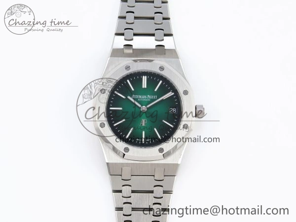 ROYAL OAK 39MM 15202 SS IPF 1:1 BEST EDITION GREEN BLACK DIAL ON SS BRACELET A2121