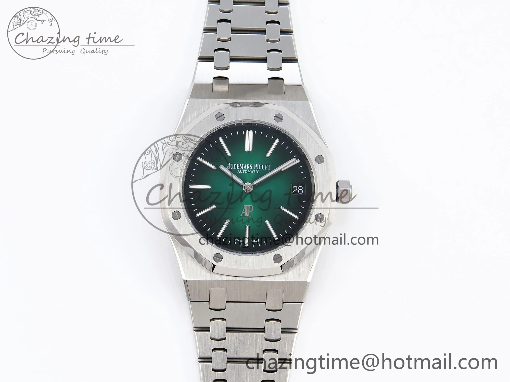 ROYAL OAK 39MM 15202 SS IPF 1:1 BEST EDITION GREEN BLACK DIAL ON SS BRACELET A2121