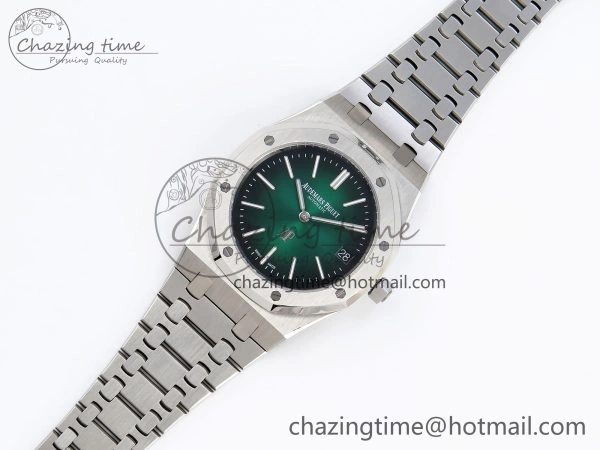 ROYAL OAK 39MM 15202 SS IPF 1:1 BEST EDITION GREEN BLACK DIAL ON SS BRACELET A2121