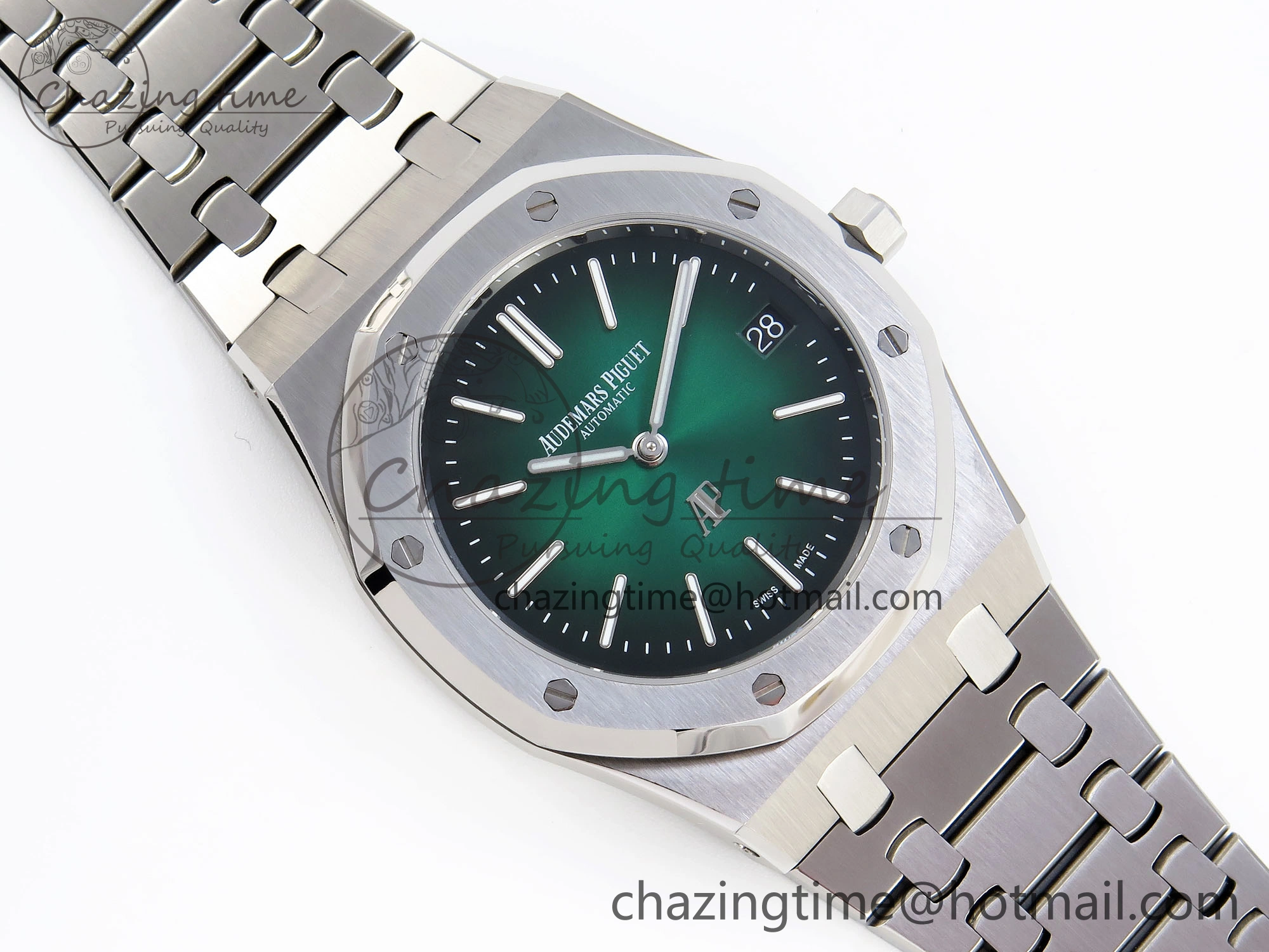 ROYAL OAK 39MM 15202 SS IPF 1:1 BEST EDITION GREEN BLACK DIAL ON SS BRACELET A2121