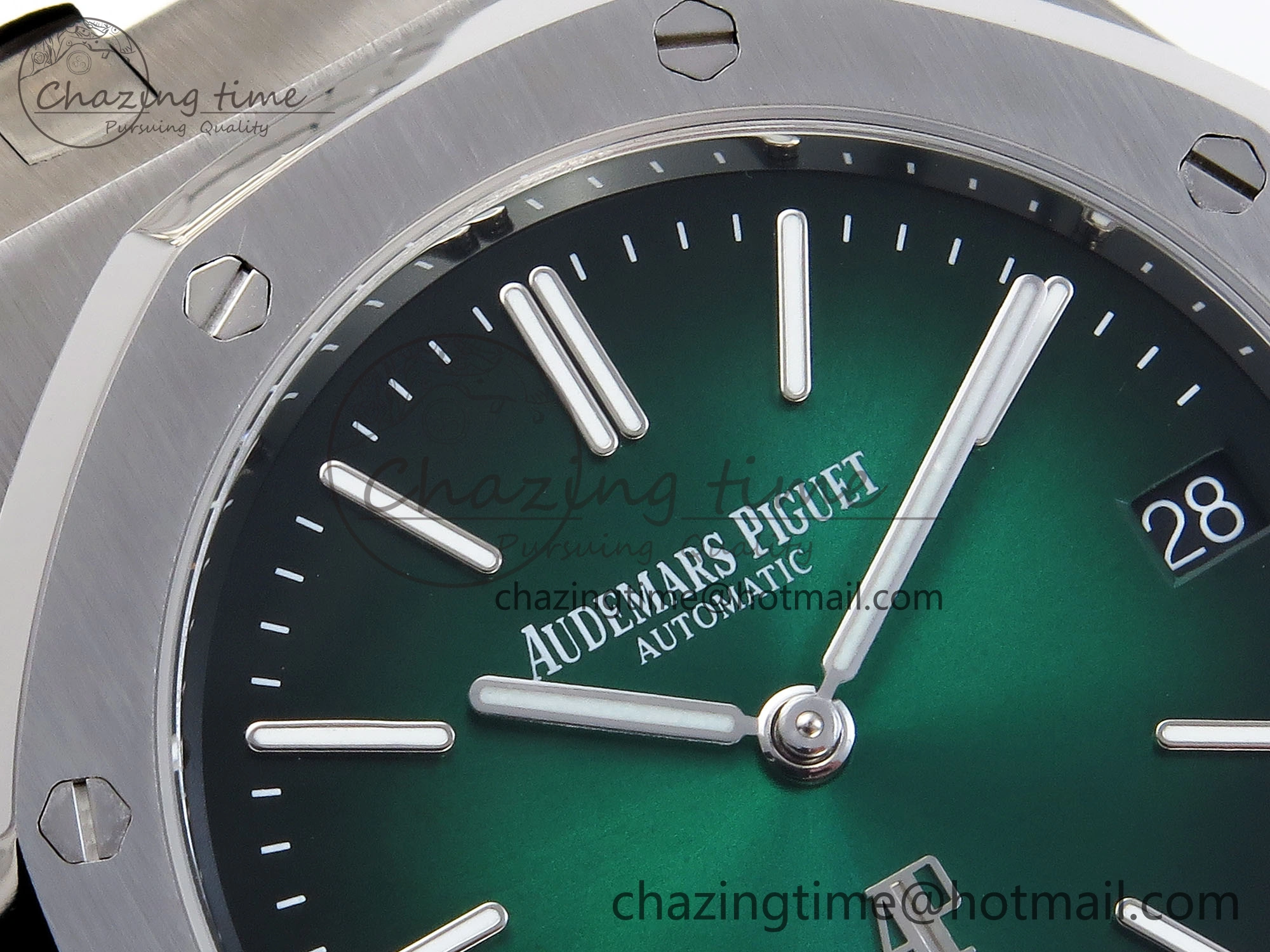 ROYAL OAK 39MM 15202 SS IPF 1:1 BEST EDITION GREEN BLACK DIAL ON SS BRACELET A2121